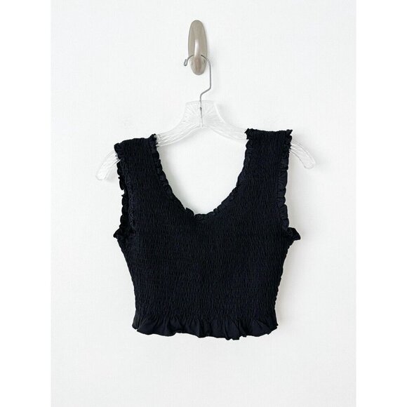 NWT Anthropologie Ruched Skirt Set L $128 Black Crop Top 2 Piece - Picture 4 of 10